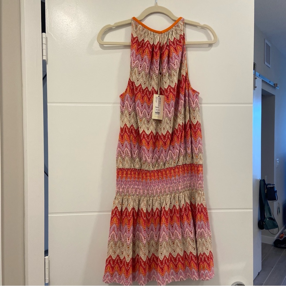 $375 NWT Ramy Brook Lurex Paris Knit Chevron Dress Size Medium - Picture 3 of 5